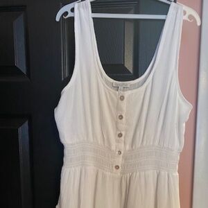 Olinda Dress: White Dress w/ Button Front